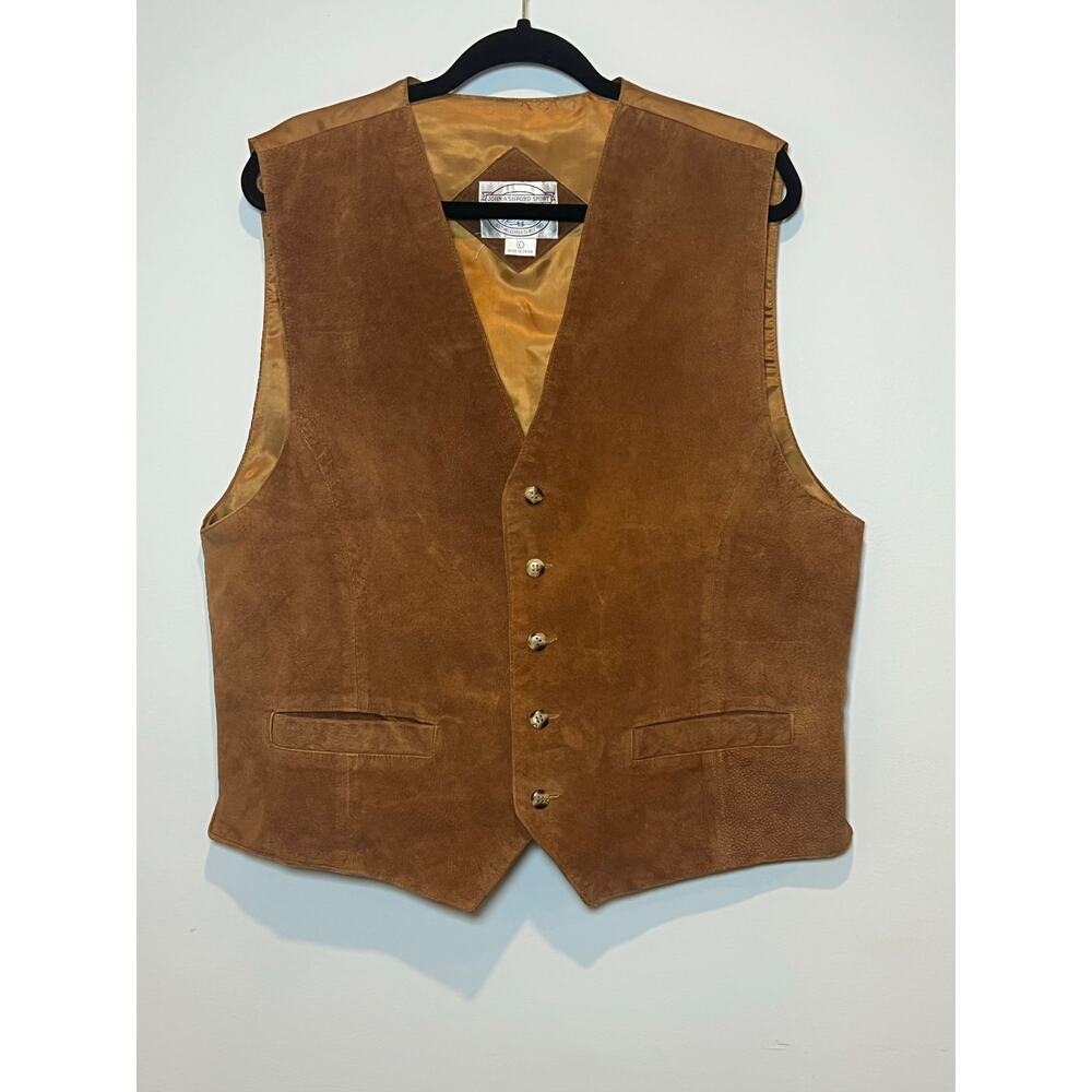 Men's Suede Button-Front Vest - Brown